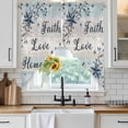 thumbnail image 2 of Blue Texas Star Swag Valances for Windows 2 Pack Vintage Berry Faith Love Home Blue Khaki Wood Grain Swag Kitchen Curtains 36 Inches Long Rod Pocket Short Window Treatment for Kitchen 28"x36", 2 of 9