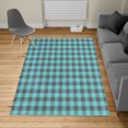 thumbnail image 2 of Plaid Turkish Area Rug, Lumberjack Fashion Buffalo Checks Pattern Retro Style Grid Composition, Soft Carpet for Living Room Decor with Distressed Look, 5.2' X 7.6', Grey and Sky Blue, by Ambesonne, 2 of 4