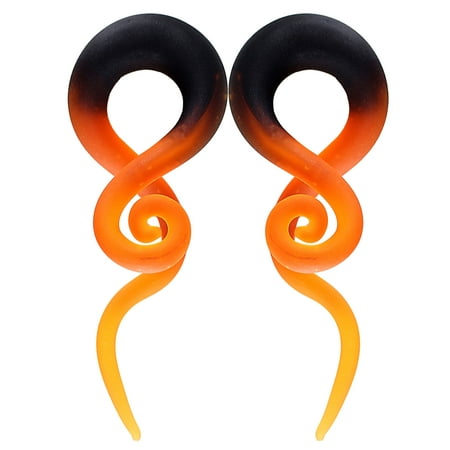 BodyJ4You 2PC Glass Ear Tapers Plugs 4G Black Orange Fire Handmade Gauges Piercing Jewelry
