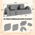 thumbnail image 5 of Pirecart 10 Pcs Modular Kids Play Couch Set, Toddler Sofa, Children Convertible Foam Cushion Couch and Floor Cushion, Bedroom, 5 of 6