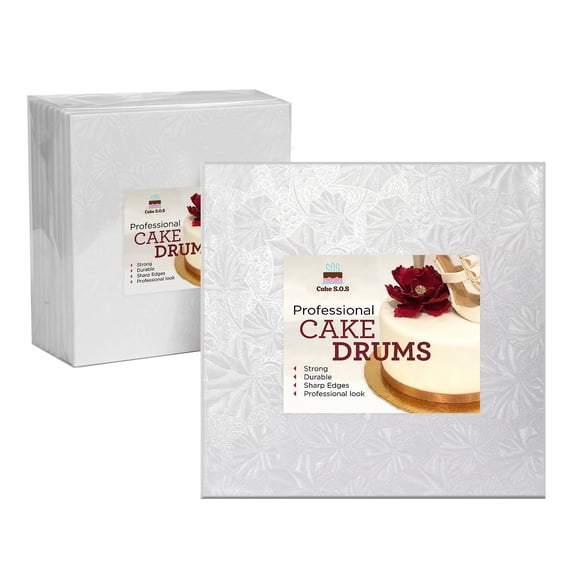 Cake S.O.S 8 Inches White Square Cake Drum Board, 1/2″ Thick, (6-Pack)