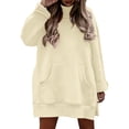 thumbnail image 7 of ManxiVoo Oversized Split Hem Sweatshirt for Women Long Sleeve Crewneck Drop Shoulder Loungewear Streetwear Casual Top for Autumn and Winter L Size Beige, 7 of 7