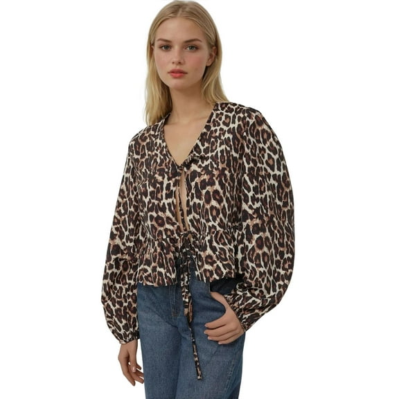 Leopard Print V-Neck Blouse