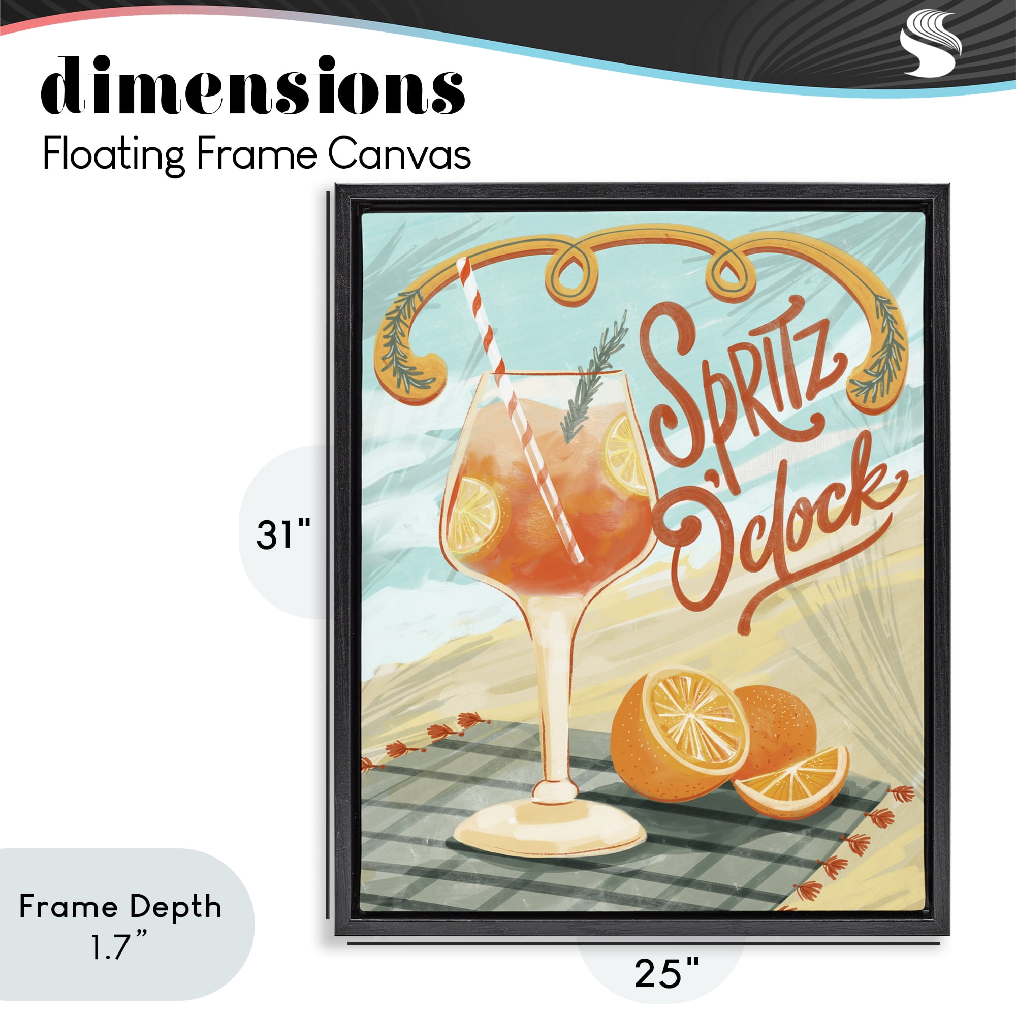 Stupell Industries Spritz O'Clock Citrus Cocktail Black Framed Floater Canvas Wall Art, design by Connie Summers