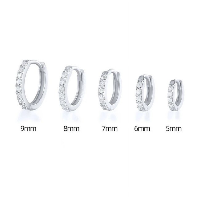 Pendientes de perforación redondos con hebilla de oreja de circonita de una sola fila de estilo europeo y americano, joyería de moda minimalista para mujer