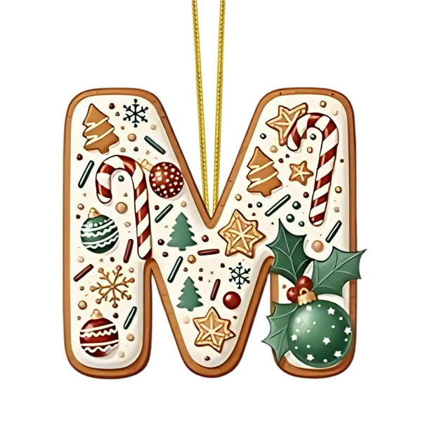Lekihaqq Christmas Tree Decorations 26 Letters Acrylic Pendant Hanging Ornaments DIY Crafts for Home Holiday Xmas Decor