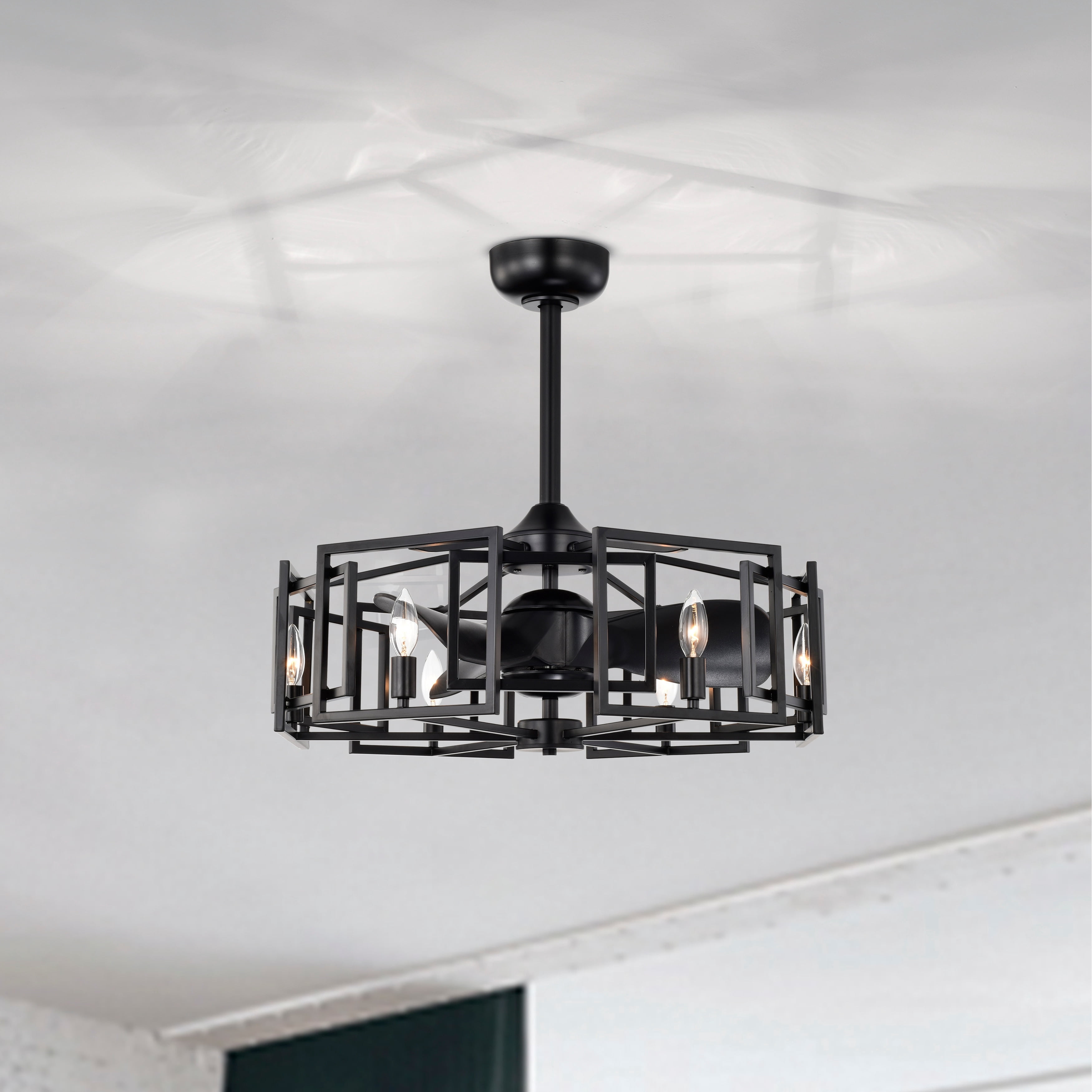 Hemming 26.8 in. Indoor Black Finish Ceiling Fan with Light Kit and Remote