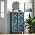 thumbnail image 2 of JOINICE Accent Cabinet with Doors 47" Tall Hollow Carved Storage Cabinet for Living Room,Entryway,Bedroom,Blue, Set of 2, 2 of 7