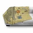 thumbnail image 3 of Cartoon Soft Flannel Fleece Throw Blanket, Caricature Style Bear Bees and Honey Saying Yum Kids Comic Graphic Print, Cozy Plush for Indoor and Outdoor Use, 50" x 70", Taupe Yellow, by Ambesonne, 3 of 6