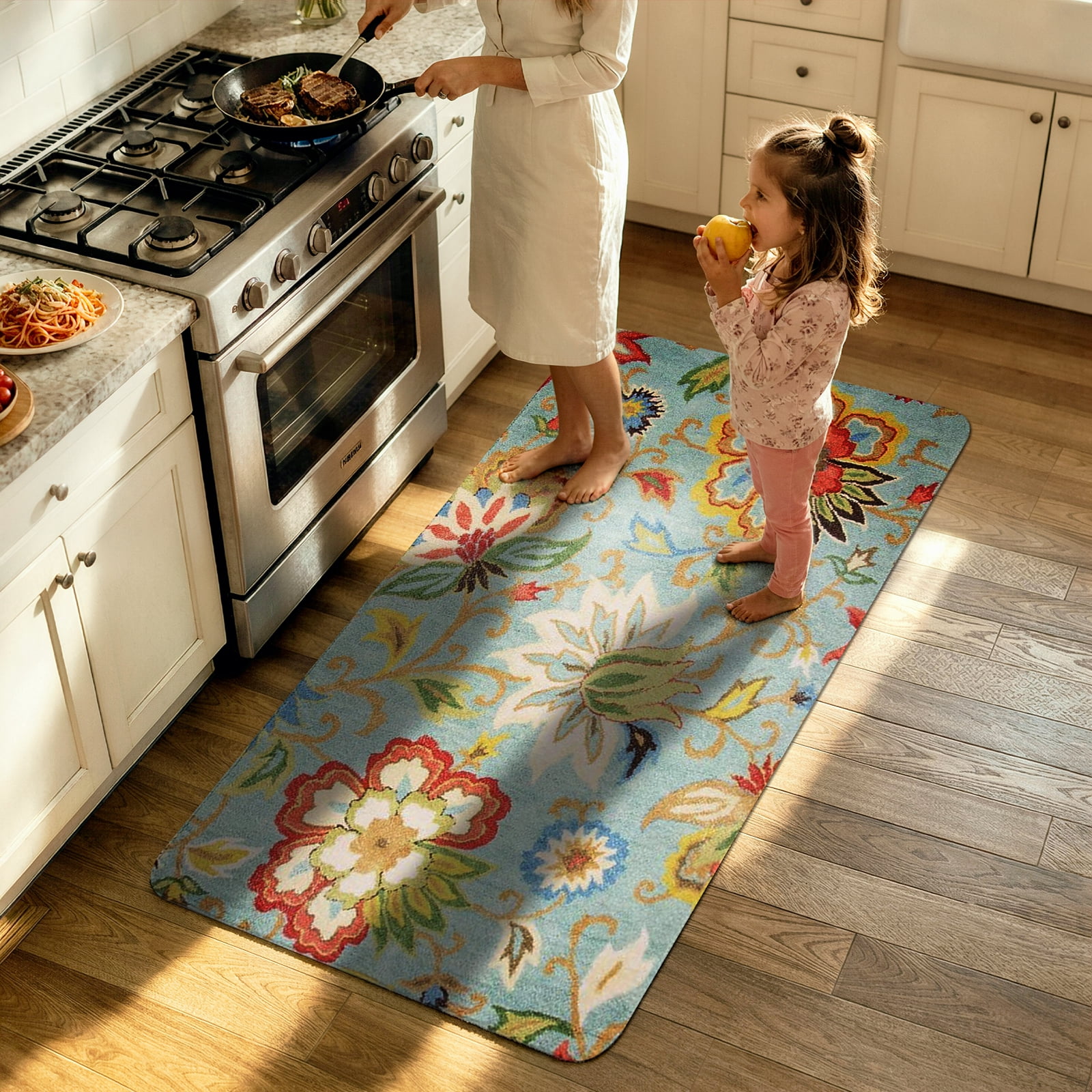 Lahome 2'x4' Collection Floral Runner Rug Non Slip Vintage Hallway Runner Rug, Laundry Throw Rugs and Mats for Laundry Room, Washable Runner Rugs for Kitchen Floor Bedroom Hallway Entryway Area Rugs