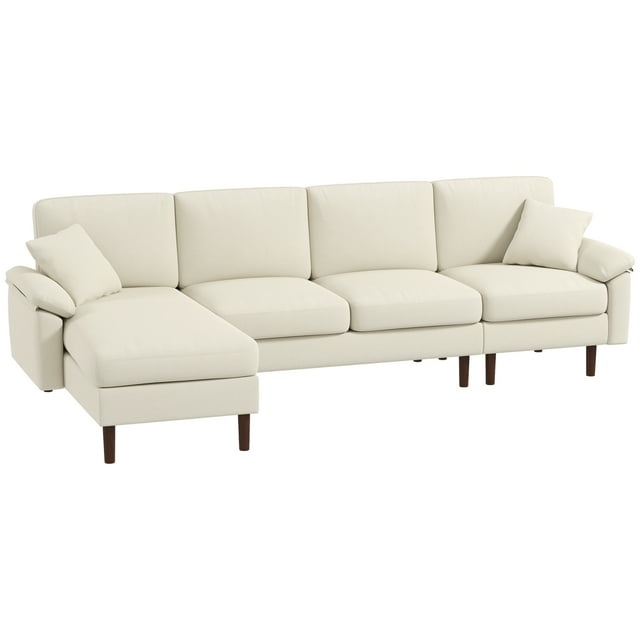 HOMCOM Changeable Sectional Sofa with Changeable Chaise Lounge, Cream White