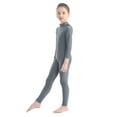 thumbnail image 2 of Haitryli Kids Girls Unitard Full Body Long Sleeve One Piece Ballet Dance Gymnastics Leotard Dancewear Dark Grey 9-10, 2 of 7