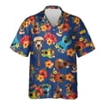 thumbnail image 4 of Camisa hawaiana con estampado 3D de ukelele para hombre, camisas hawaianas con patrón de instrumento musical, blusas holgadas de verano, blusas con solapa de calle, 4 of 4