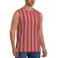 thumbnail image 2 of Fotbe Stripes Red White Men's Camiseta sin Mangas Estampada para Hombres, Playera Casual para Gimnasio, Entrenamiento, Playa-Small, 2 of 7