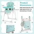 thumbnail image 3 of Babyjoy Chaise Haute pour Bébé Pliable Chaise d'Alimentation avec 4 Roues Verrouillables Vert, 3 of 8