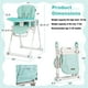 Babyjoy Chaise Haute Chaise d'Alimentation Pliable w/ 4 Roues Verrouillables Vert – image 3 sur 10