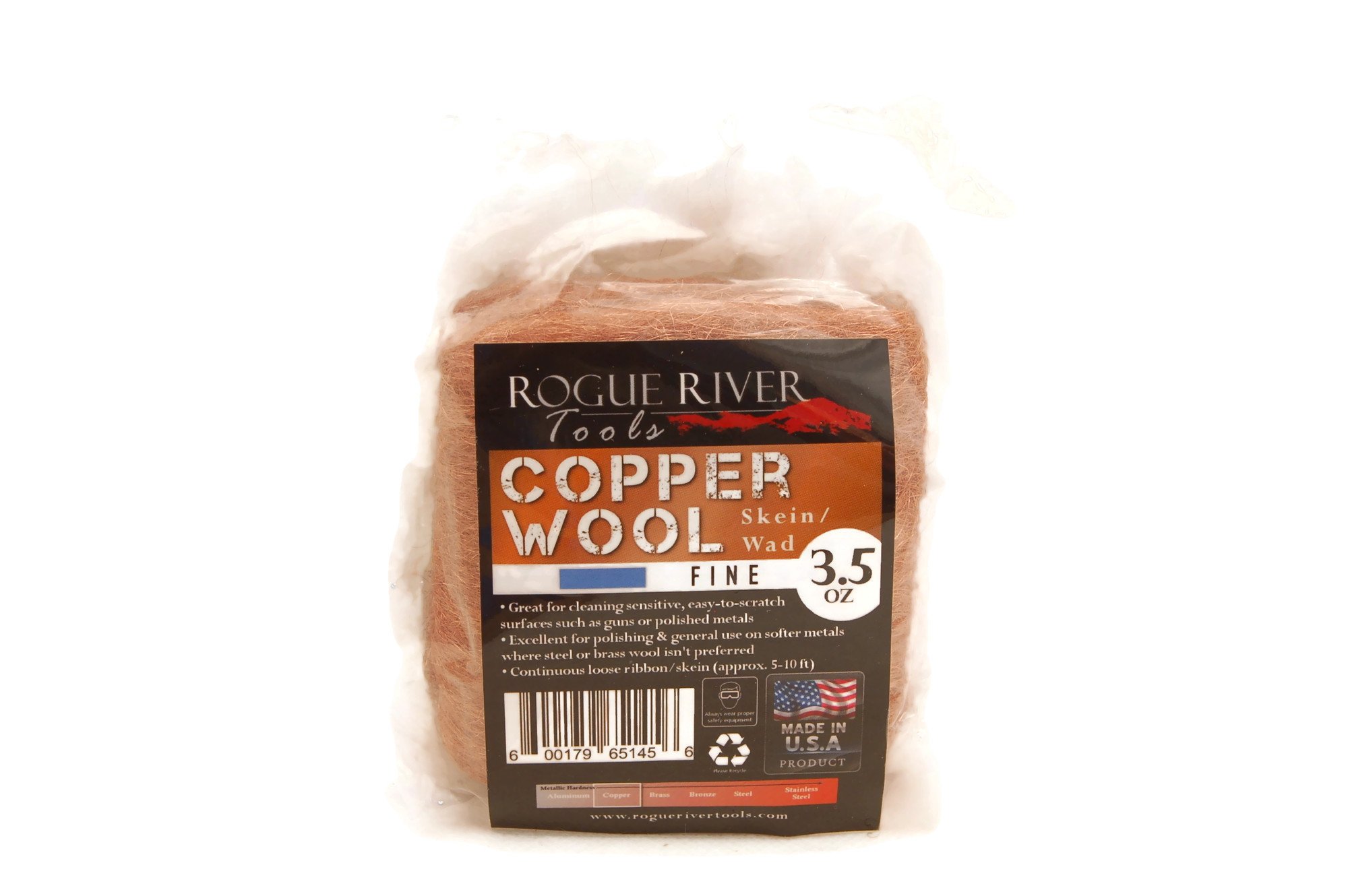 Copper Wool 3.5 Oz Skein/Pad by Rogue River Tools. (FINE grade) Made