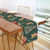 Yayeee Table Runner 90 inches Long Home Kitchen Dinning Party Decoration, Yellow Christmas Gingerbread