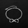 thumbnail image 3 of Pulsera para niñas y mujeres de acero inoxidable con circonita cúbica y colgante de corazón ajustable, 3 of 5