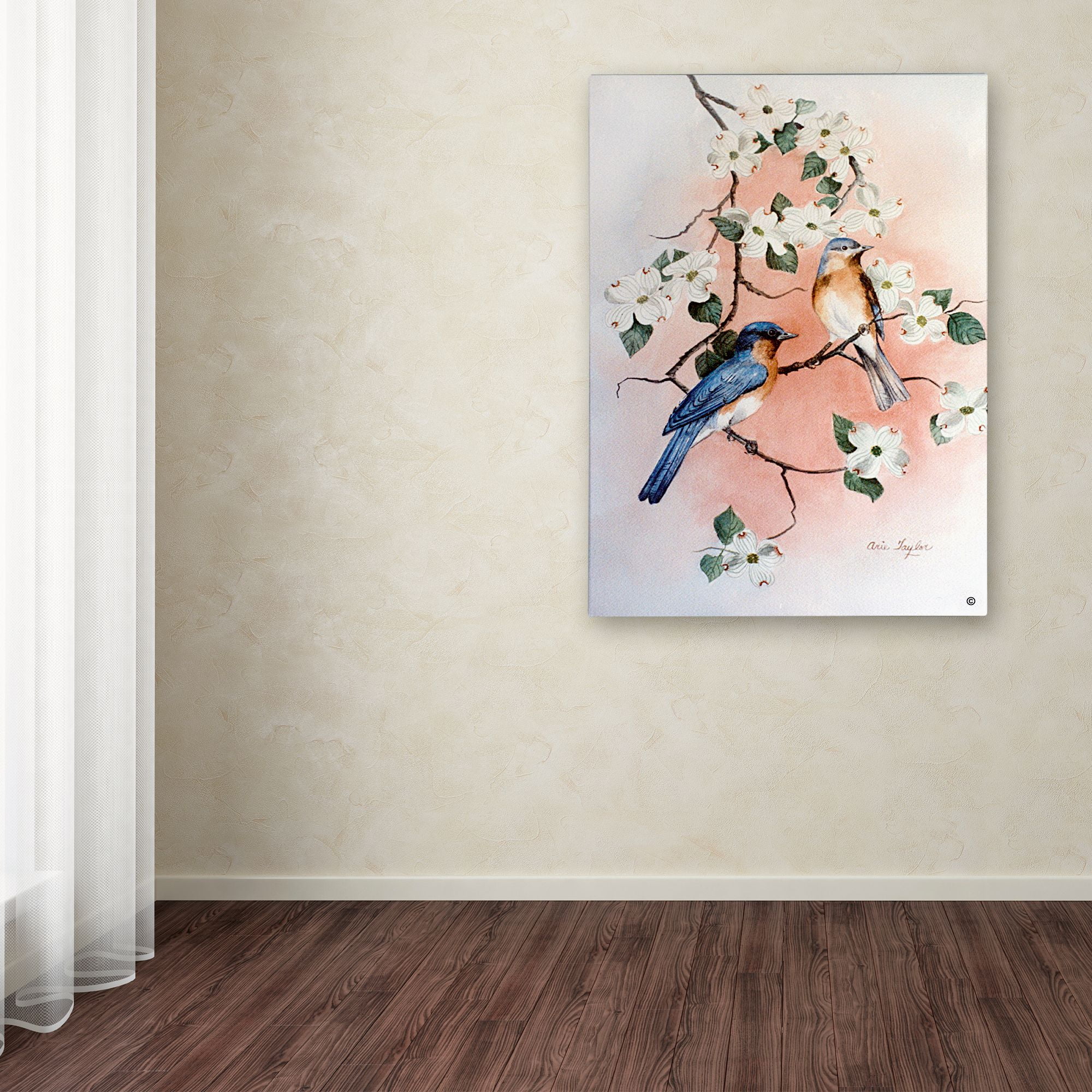 Trademark Fine Art 'Bluebirds And Dogwood' Canvas Art by Arie Reinhardt Taylor