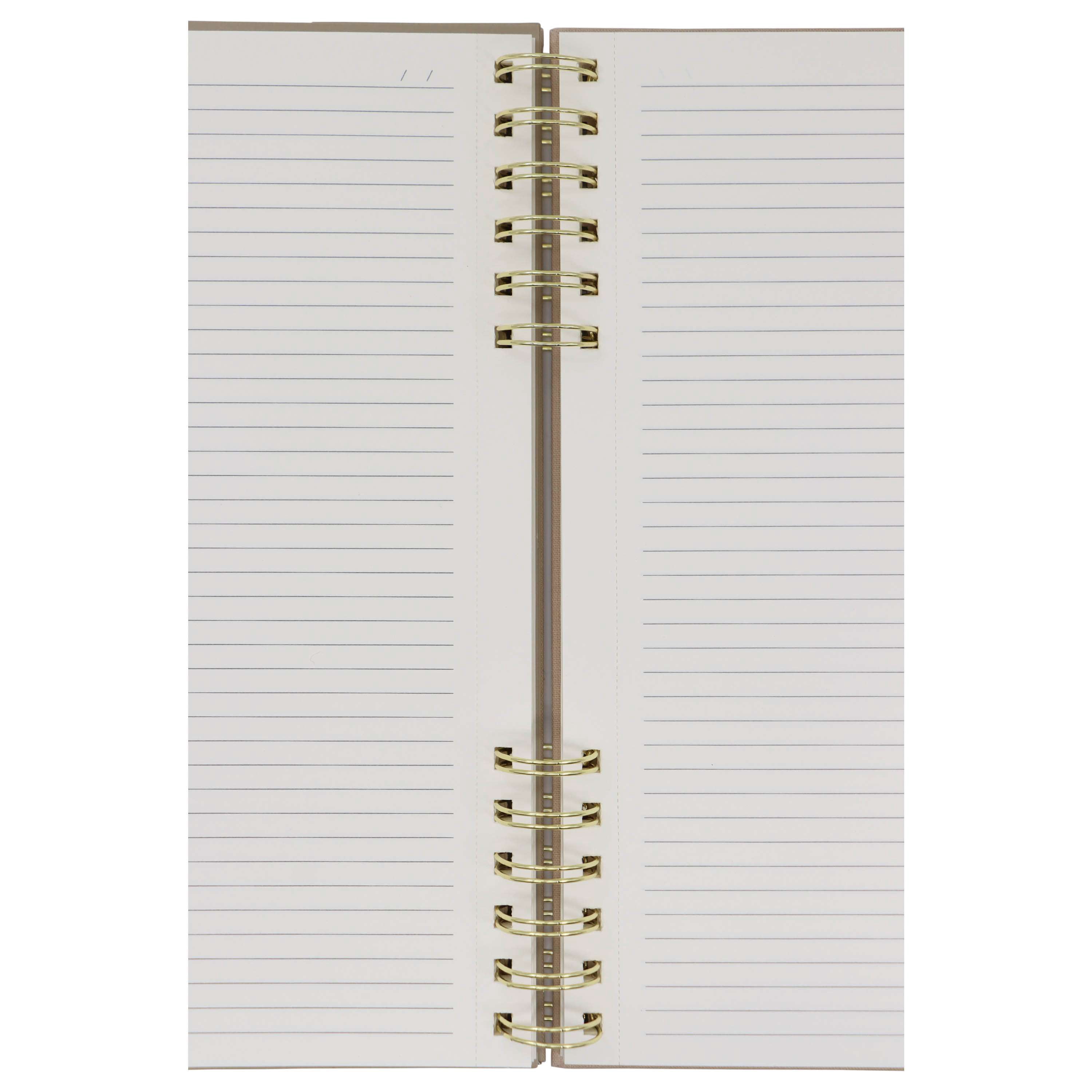 Pen+Gear Brand Tan Fabric Spiral Journal, 7.4"x10", 96 Ruled Sheets