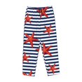 thumbnail image 4 of Disketp Starfish Navy Blue Stripe Print Women'S Comfy Pajama Pants Casual Drawstring Palazzo Lounge Wide Leg Pants, 4 of 9