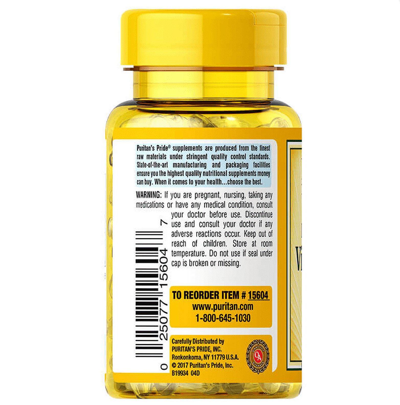 Puritan's Pride High Potency Vitamin D3 1000IU 30 easy to swallow rapid release softgels - image 2 of 3