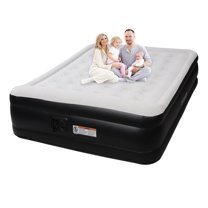 XKZJPG Queen Size Air Mattress with Built-in Pump, 18" Blow up Mattress, Low Noise Surface Portable Air Bed for Guests&Ourdoor (Black)