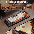 thumbnail image 4 of ZIYOULANG M68 65% Wireless Gaming Keyboard, QWERTY Layout, BT/2.4G/Wired Silent Membrane Keyboard, Rainbow Backlit 67 Keys PBT Keycaps, 2000mAh Portable for Gamer/Office-Gray, 4 of 9