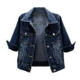 thumbnail image 2 of Vestes en Jean Bleues Femmes Veste en Jean Courte Décontractée Manches 3/4 Veste en Jean BU1 TTTG, 2 of 7