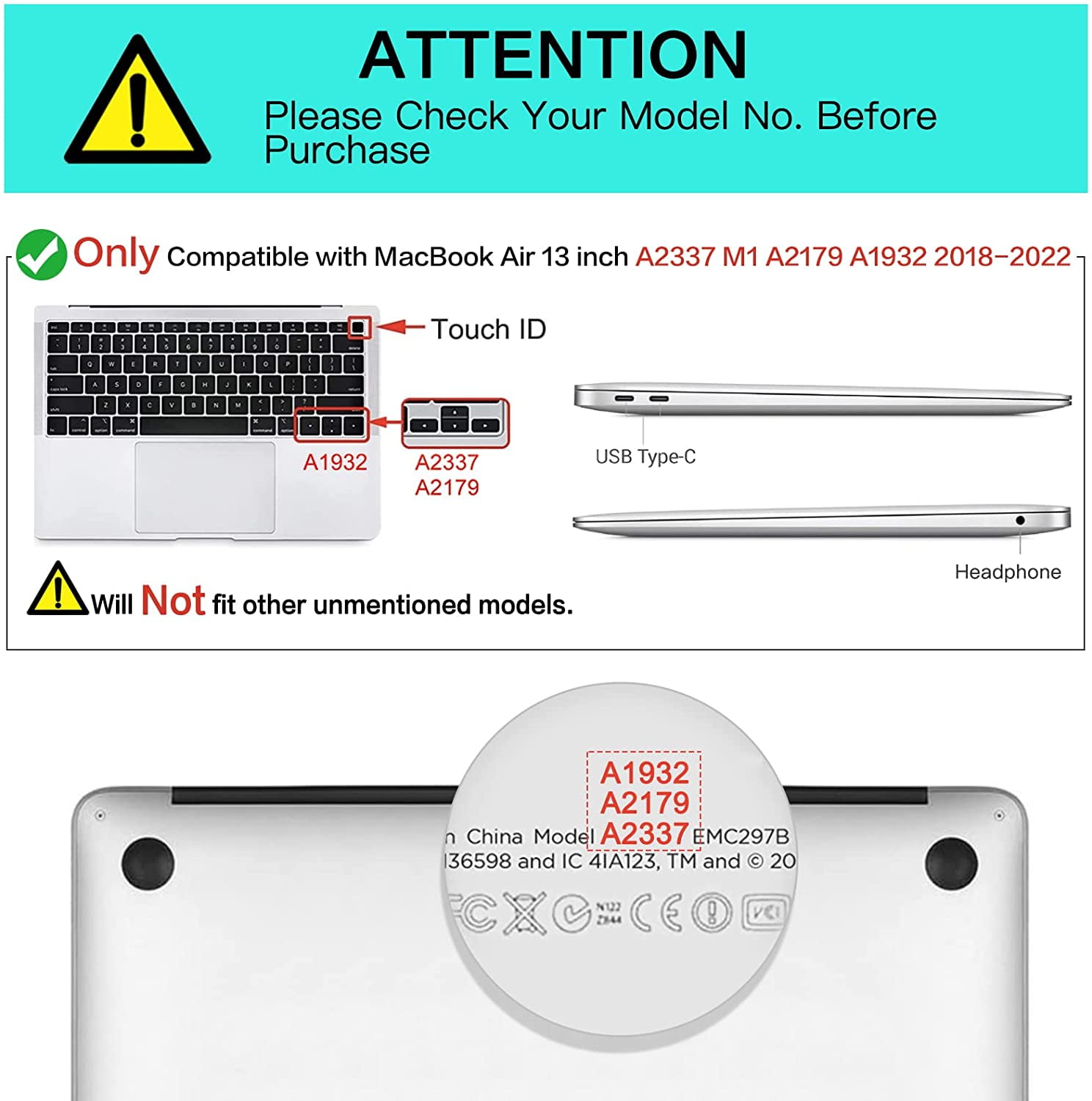 MUSHUI 4 En 1 Coque Pour MacBook Air 13 Pouces 2020 2019 2018 Version M1 A2337 A2179 A1932, [UV Printing] Étui Rigide De Protection Housse Case