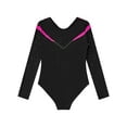 thumbnail image 4 of Raenseen Kids Girls Sparkly Rhinestone Long Sleeve Gymnastics Dance Leotard Yoga Bodysuit Unitard Biketard Dancewear Hot Pink 8, 4 of 5