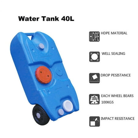 Portable Tank - Zimtown 40L / 10Gallon Portable Water Storage Tank Container Wheels Camping Caravan Motorhome Waste Transport Picnic, Plastic