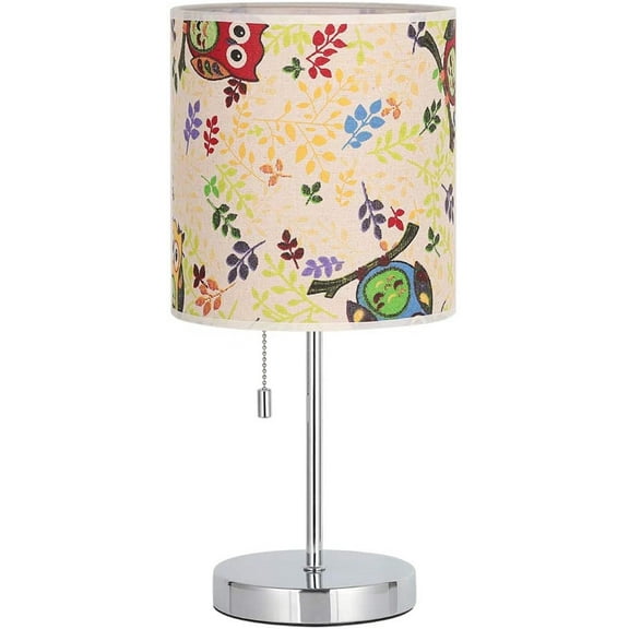 Silver Modern Table Lamp Nightstand Desk Lamp Fabric Shade