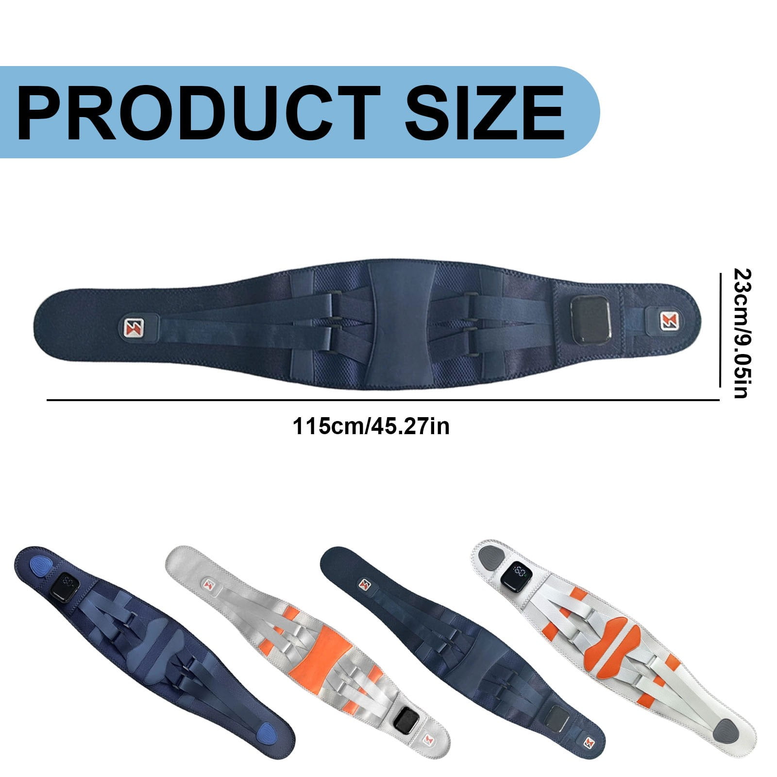 Meiiso Blue Wireless Waist Massager Y9-A Heating Support Belt Red Light Rechargeable, Portable Back Massage Belt for Pain
