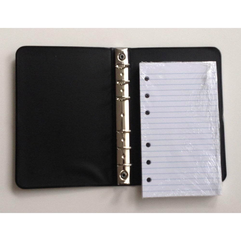 Little Black 6-Ring Binder with 3-1/2" x 6" Pack of 100 Ruled Sheets