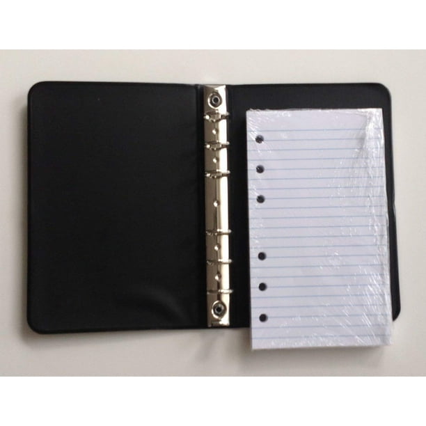 Little Black 6Ring Binder with 31/2" x 6" Pack of 100 Ruled Sheets