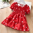 thumbnail image 4 of Styles I Love Little Girls Short Sleeve Polka Dots Print Ruffle Smocked Dress, 2 Colors (Red, 120/4-5 Years), 4 of 4