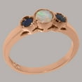 thumbnail image 3 of LBG British Made 14k Rose Gold Ring with Natural Opal & Sapphire Womens Engagement Ring - 33 size options - Size 7.25, 3 of 7