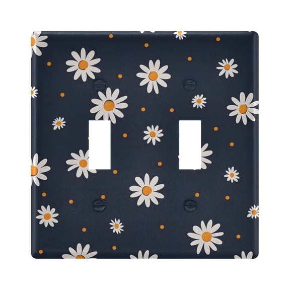 2 Gang Light Switch Cover Plate Cute Little Daisy Wall Plate Decorate Electrical Outlet Cover Plates 4.56”x4.48”