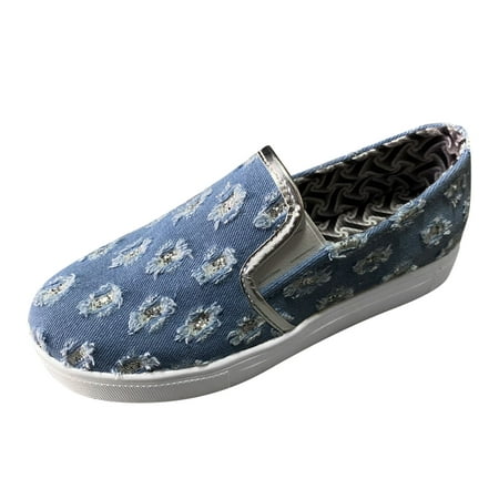 

Wesracia Women s Fashion Leisure Flat Slip On Round Toe Canvas Sneakers Casual Shoes