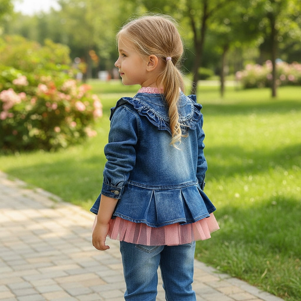 Peacolate 6M-4Years Spring Autumn Baby Girls Sets Denim 3 Pcs Clothes Long Sleeve T-Shirt Denim Jacket and Jeans,Pink,3-4years