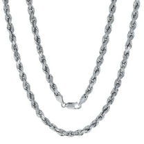 Nuragold 10k Real White Gold 5mm Rope Chain Diamond Cut Necklace (18"-30") Italian Jewelry for Men & Women