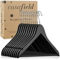 thumbnail image 6 of Casafield 10 Wooden Suit Hangers, Black - Non-Slip Pant Bar & Swivel Hook, 6 of 7