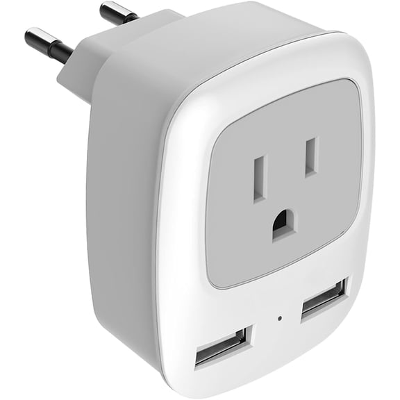 European Travel Plug Adapter,2 USB Ports Type C Outlet,for Italy France Germany