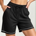 thumbnail image 4 of fheaev Plus Size Pajama Shorts for women Soft Lightweight Elastic Waist With Pockets High Waisted Sleep Loungewear Vacation Beach wear, 4 of 8