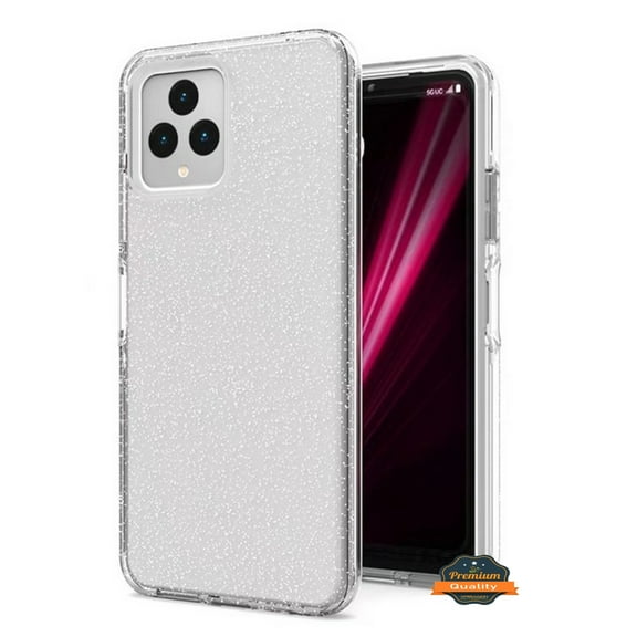 For Revvl 6X 5G (T-Mobile) Glitter Sparkle Bling Shiny Thin Slim Hybrid Shockproof Rubber Silicone Soft TPU Gel Protective Phone Case Cover by Xpression - Clear