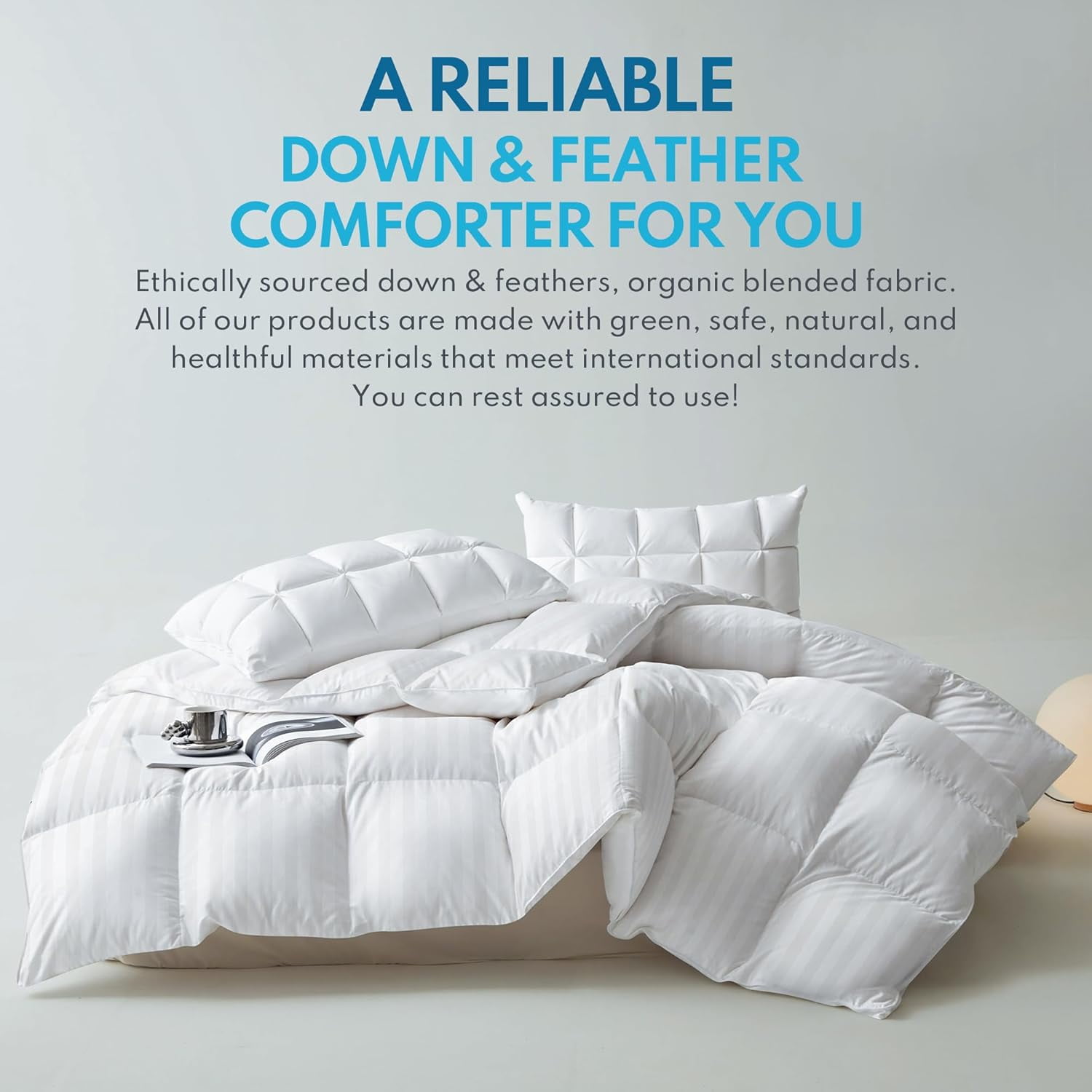 Down Feather Comforter King Size - High Fill Power All Season Duvet Insert, Luxurious Hotel Medium Warmth Bedding Comforter (106”x90”)