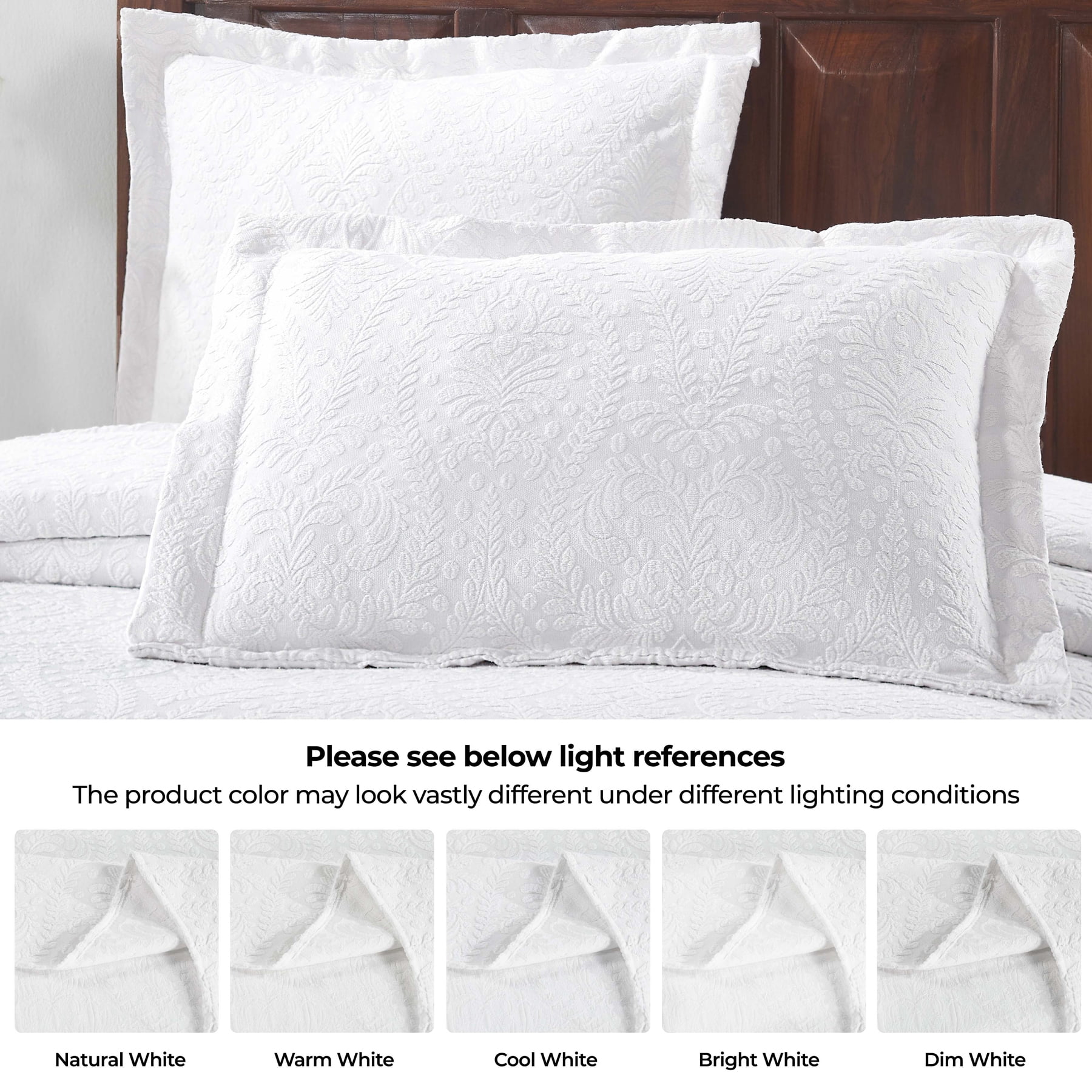 Superior Aspen コットンブレンド ベッドスプレッド2点セット 特大ベッドカバー 枕カバー1枚 ミディアムウェイトブランケット ホームベッド装飾 花柄スカラップ Superior Aspen コットンブレンド ベッドスプレッド3点セット 特大