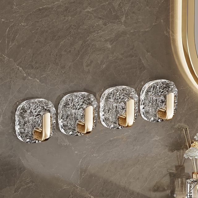 Colgador de auriculares, gancho de baño, estante de almacenamiento sin costuras, 4 ganchos sin perforaciones, diseño plegable, marco de metal, para dormitorio, alta capacidad, duradero,